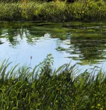 Detail 4 zu Der Gartenteich – Ölbild auf Leinwand mit dem Thema Parkanlagen und Gärten.