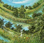 Detail 1 zu Der Rundweg – Ölbild auf Leinwand mit dem Thema Höhlen und Schluchten.