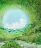 Detail 2 zu Die Welt ist rund – Ölbild auf Leinwand mit dem Thema Höhlen und Schluchten.