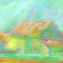 Detail 2 zu Dorfansicht – Ölbild auf Leinwand mit dem Thema .