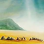 Detail 1 zu Erneuerung – Acryl auf Holztafel mit dem Thema weite Landschaften.