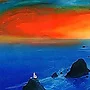 Detail 1 zu Fahrwasser – Acryl auf Holztafel mit dem Thema Meer oder See.