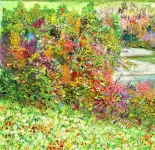 Detail 4 zu Farbenpark – Ölbild auf Leinwand mit dem Thema Parkanlagen und Gärten.