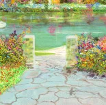 Detail 5 zu Farbenpark – Ölbild auf Leinwand mit dem Thema Parkanlagen und Gärten.