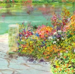 Detail 6 zu Farbenpark – Ölbild auf Leinwand mit dem Thema Parkanlagen und Gärten.