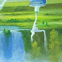 Detail 1 zu Farbfall – Ölbild auf Leinwand mit dem Thema Wasserfälle.