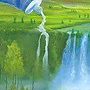 Detail 2 zu Farbfall – Ölbild auf Leinwand mit dem Thema Wasserfälle.