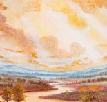 Detail 1 zu Farbströmung – Ölbild auf Leinwand mit dem Thema vorwiegend Wolken.