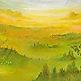 Detail 2 zu Fernblick – Ölbild auf Holztafel mit dem Thema weite Landschaften.