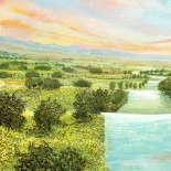 Detail 1 zu Flusswelle – Ölbild auf Leinwand mit dem Thema weite Landschaften.