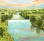 Detail 3 zu Flusswelle – Ölbild auf Leinwand mit dem Thema weite Landschaften.