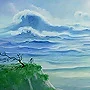 Detail 1 zu Flutlicht – Acryl auf Holztafel mit dem Thema Wasserfälle.