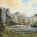 Detail 1 zu Frei nach Bierstadt – Ölbild auf Leinwand mit dem Thema Wasserfälle.