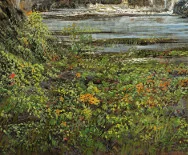 Detail 3 zu Frei nach Bierstadt – Ölbild auf Leinwand mit dem Thema Wasserfälle.