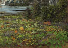 Detail 4 zu Frei nach Bierstadt – Ölbild auf Leinwand mit dem Thema Wasserfälle.