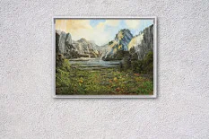 Detail 5 zu Frei nach Bierstadt – Ölbild auf Leinwand mit dem Thema Wasserfälle.