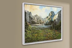 Detail 6 zu Frei nach Bierstadt – Ölbild auf Leinwand mit dem Thema Wasserfälle.