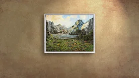 Detail 7 zu Frei nach Bierstadt – Ölbild auf Leinwand mit dem Thema Wasserfälle.