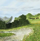 Detail 2 zu Gebirgsbach – Ölbild auf Leinwand mit dem Thema terrestrische Verformung.