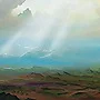 Detail 2 zu Gemälde – Acryl auf Holztafel mit dem Thema vorwiegend Wolken.