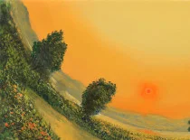 Detail 1 zu Gespannter Horizont – Ölbild auf Leinwand mit dem Thema terrestrische Verformung.