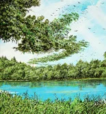Detail 1 zu Gewachsene Wolke – Acryl auf Leinwand mit dem Thema Parkanlagen und Gärten.