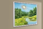 Detail 2 zu Himmelsmitbewohner – Ölbild auf Leinwand mit dem Thema vorwiegend Lichtstrahlen.