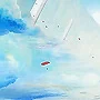 Detail 1 zu Höhenflug – Acryl auf Holztafel mit dem Thema vorwiegend Wolken.