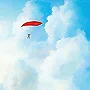 Detail 2 zu Höhenflug – Acryl auf Holztafel mit dem Thema vorwiegend Wolken.
