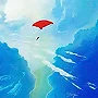 Detail 3 zu Höhenflug – Acryl auf Holztafel mit dem Thema vorwiegend Wolken.