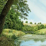 Detail 1 zu Idylische Ansicht – Ölbild auf Leinwand mit dem Thema Parkanlagen und Gärten.