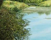 Detail 3 zu Idylische Ansicht – Ölbild auf Leinwand mit dem Thema Parkanlagen und Gärten.
