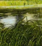 Detail 4 zu Idyll am Fluss – Ölbild auf Leinwand mit dem Thema Parkanlagen und Gärten.