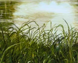Detail 5 zu Idyll am Fluss – Ölbild auf Leinwand mit dem Thema Parkanlagen und Gärten.