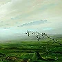 Detail 4 zu Interkontinentaler Flug – Acryl auf Holztafel mit dem Thema weite Landschaften.