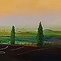 Detail 2 zu Landstrich – Acryl auf Holztafel mit dem Thema weite Landschaften.