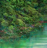 Detail 2 zu Langsames Wasser – Ölbild auf Leinwand mit dem Thema Parkanlagen und Gärten.