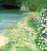 Detail 6 zu Langsames Wasser – Ölbild auf Leinwand mit dem Thema Parkanlagen und Gärten.