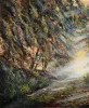 Detail 1 zu Lichtschranken – Ölbild auf Leinwand mit dem Thema vorwiegend Lichtstrahlen.