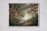 Detail 3 zu Lichtschranken – Ölbild auf Leinwand mit dem Thema vorwiegend Lichtstrahlen.