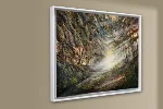 Detail 4 zu Lichtschranken – Ölbild auf Leinwand mit dem Thema vorwiegend Lichtstrahlen.