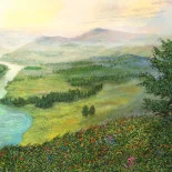 Detail 3 zu Lichtstrahlungen – Ölbild auf Leinwand mit dem Thema weite Landschaften.