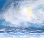 Detail 1 zu Lichtstreifen – Ölbild auf Leinwand mit dem Thema Meer oder See.