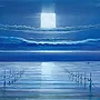 Detail 1 zu Mondquadrat – Ölbild auf Leinwand mit dem Thema Meer oder See.
