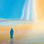 Detail 1 zu Morgenlicht – Acryl auf Holztafel mit dem Thema vorwiegend Lichtstrahlen.