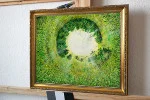 Detail 7 zu Naturformation – Ölbild auf Holztafel mit dem Thema Höhlen und Schluchten.
