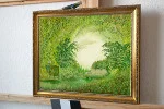 Detail 3 zu Naturzimmer – Ölbild auf Holztafel mit dem Thema Höhlen und Schluchten.