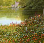 Detail 7 zu Parkansicht – Ölbild auf Leinwand mit dem Thema Parkanlagen und Gärten.