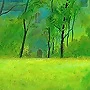 Detail 2 zu Parkhaus – Acryl auf Holztafel mit dem Thema Parkanlagen und Gärten.