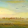 Detail 4 zu Photonenwelt – Ölbild auf Holztafel mit dem Thema vorwiegend Wolken.